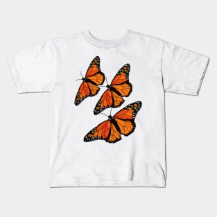 3 Monarch Butterflies Kids T-Shirt